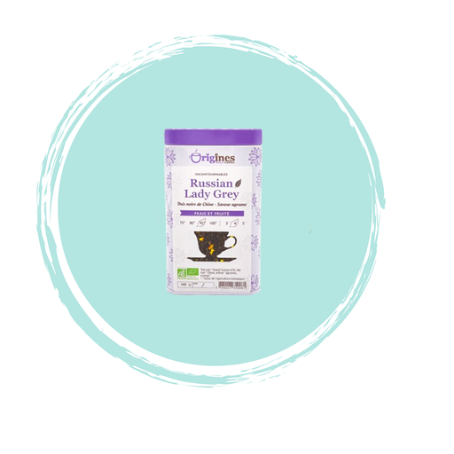 [lady-grey-metal-100] Russian Lady Grey - Thé noir Bio aux agrumes - Boîte Métal 100g